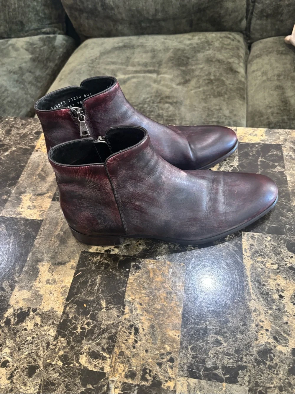 RARE $798 Preowned John Varvatos Collection Leather Eldridge Zip Boots 10.5